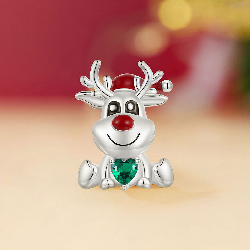 Cute Reindeer Festive Christmas Charm in 925 Sterling Silver - Aspect Jewellery