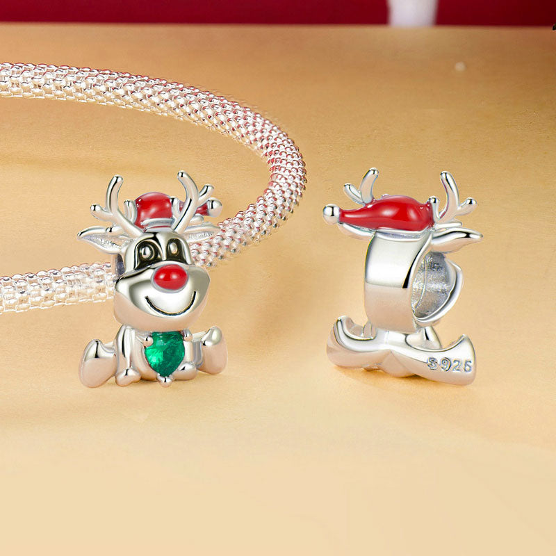 Cute Reindeer Festive Christmas Charm in 925 Sterling Silver - Aspect Jewellery