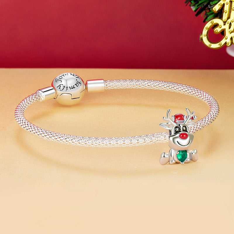 Cute Reindeer Festive Christmas Charm in 925 Sterling Silver - Aspect Jewellery