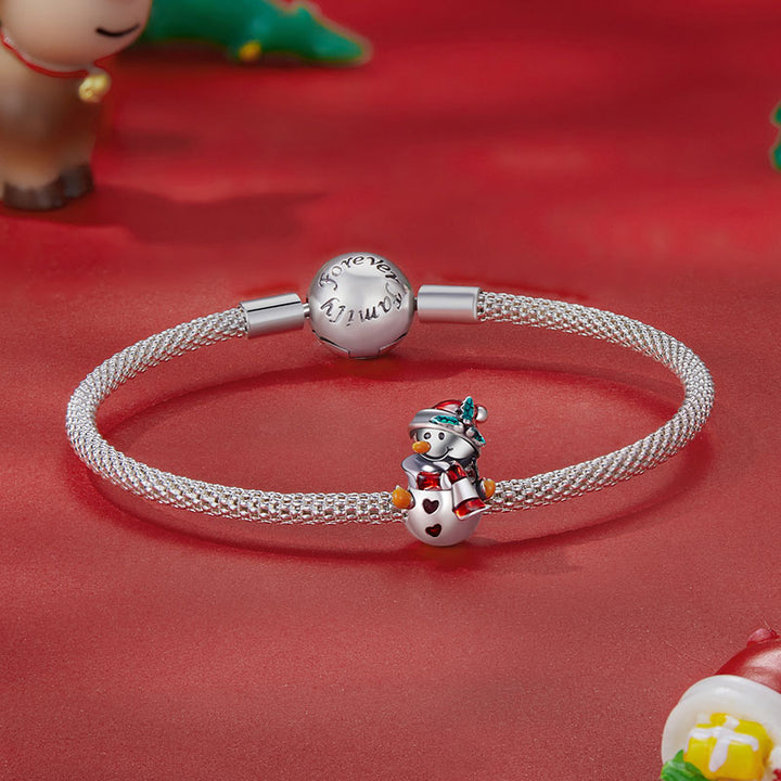 Cute Snowman Christmas Charm in 925 Sterling Silver - Aspect Jewellery