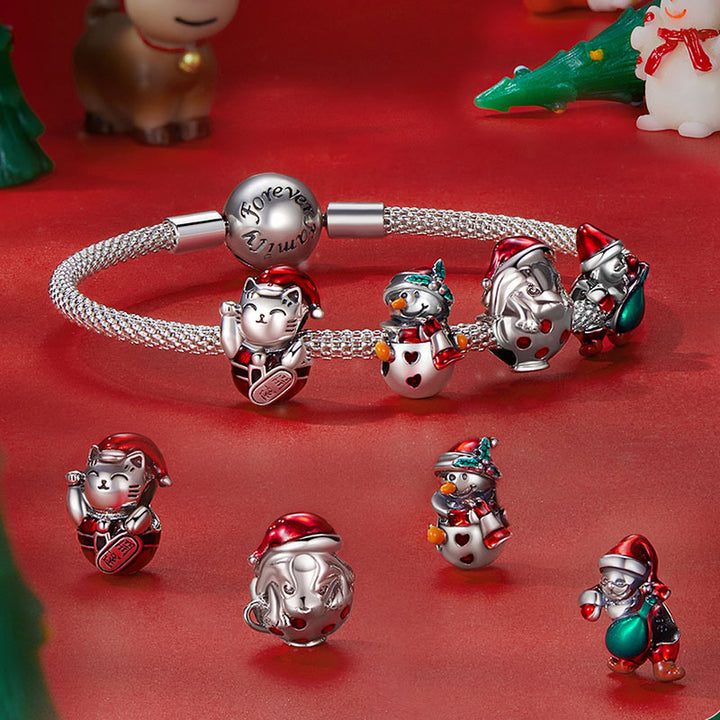 Cute Snowman Christmas Charm in 925 Sterling Silver - Aspect Jewellery