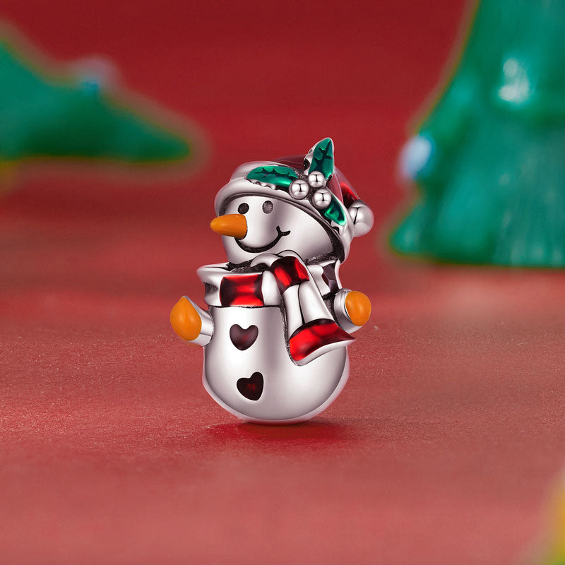 Cute Snowman Christmas Charm in 925 Sterling Silver - Aspect Jewellery