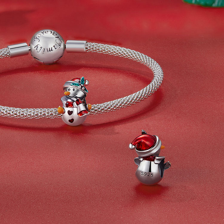 Cute Snowman Christmas Charm in 925 Sterling Silver - Aspect Jewellery