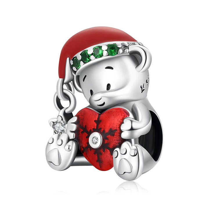 Cute Teddy Bear Christmas Charm in 925 Sterling Silver - Aspect Jewellery