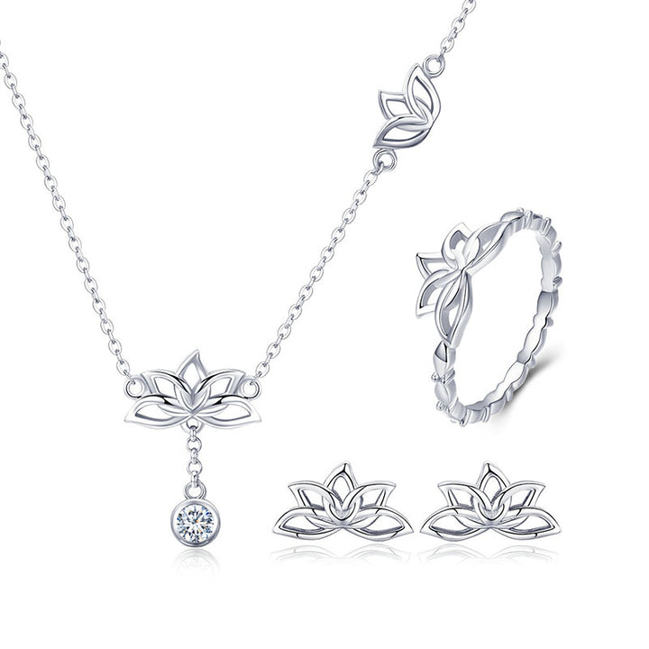 Delicate Flower Wedding Jewellery Set in Sterling Silver - Aspect Jewellery