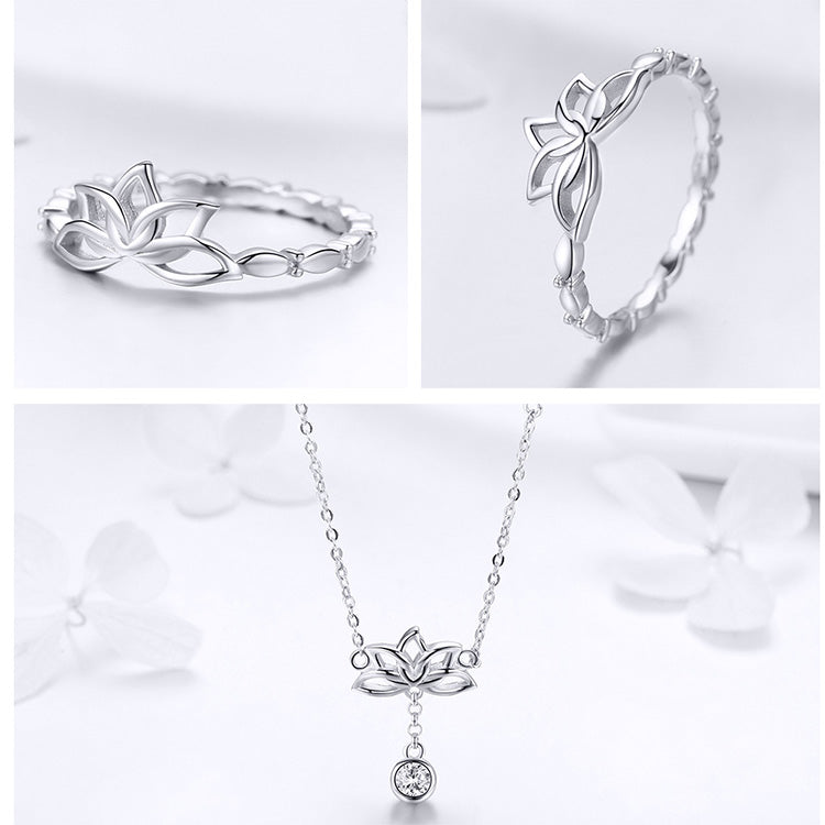 Delicate Flower Wedding Jewellery Set in Sterling Silver - Aspect Jewellery