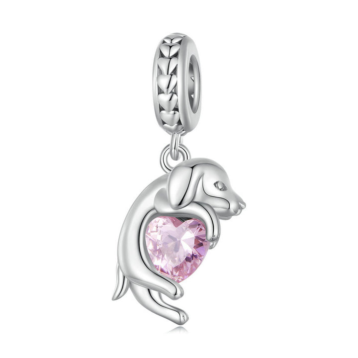 Dog Crystal Charm in 925 Sterling Silver - Aspect Jewellery