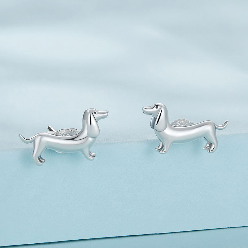 Dachshund Sausage Dog Jewellery Set in Sterling Silver - Aspect Jewellery