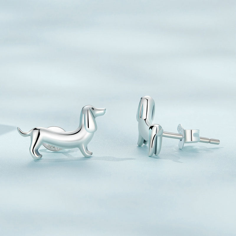 Dachshund Sausage Dog Jewellery Set in Sterling Silver - Aspect Jewellery