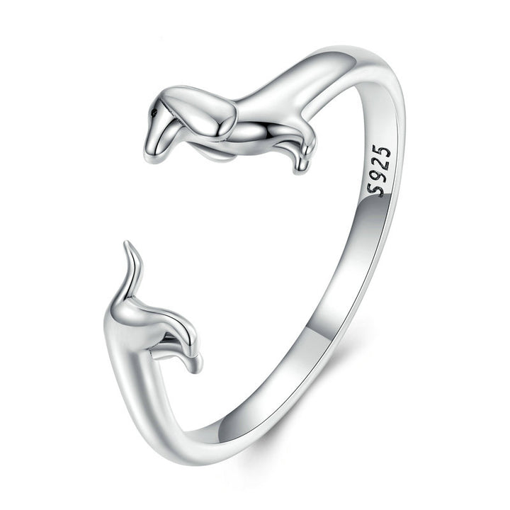 Dog Adjustable Ring in 925 Sterling Silver - Aspect Jewellery