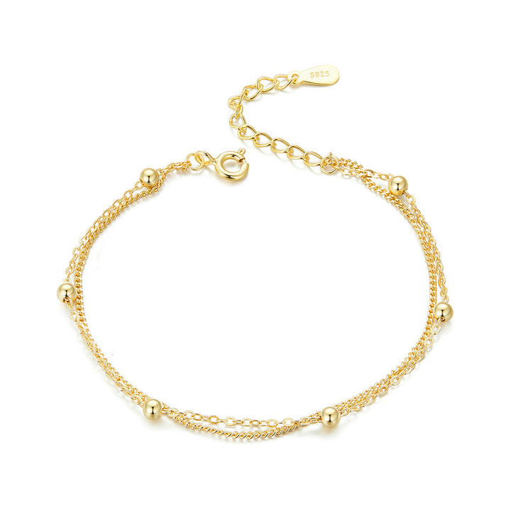 Double Layer Chain Bracelet in 925 Sterling Silver - Aspect Jewellery#color_gold