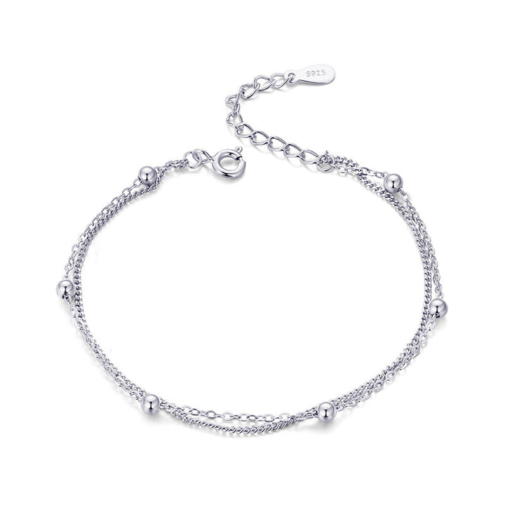 Double Layer Chain Bracelet in 925 Sterling Silver - Aspect Jewellery#color_silver