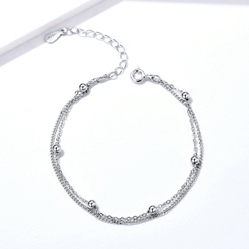 Double Layer Chain Bracelet in 925 Sterling Silver - Aspect Jewellery#color_silver