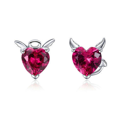 Evil and Angel Heart Earrings in 925 Sterling Silver - Aspect Jewellery