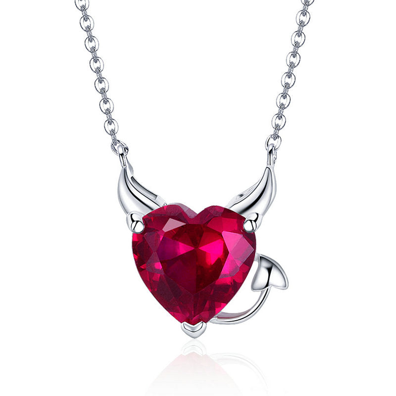 Evil Red Heart Necklace in 925 Sterling Silver - Aspect Jewellery