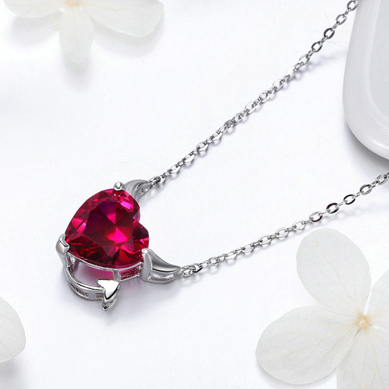 Evil Red Heart Necklace in 925 Sterling Silver - Aspect Jewellery