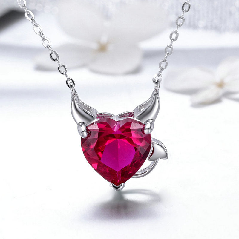 Evil Red Heart Necklace in 925 Sterling Silver - Aspect Jewellery