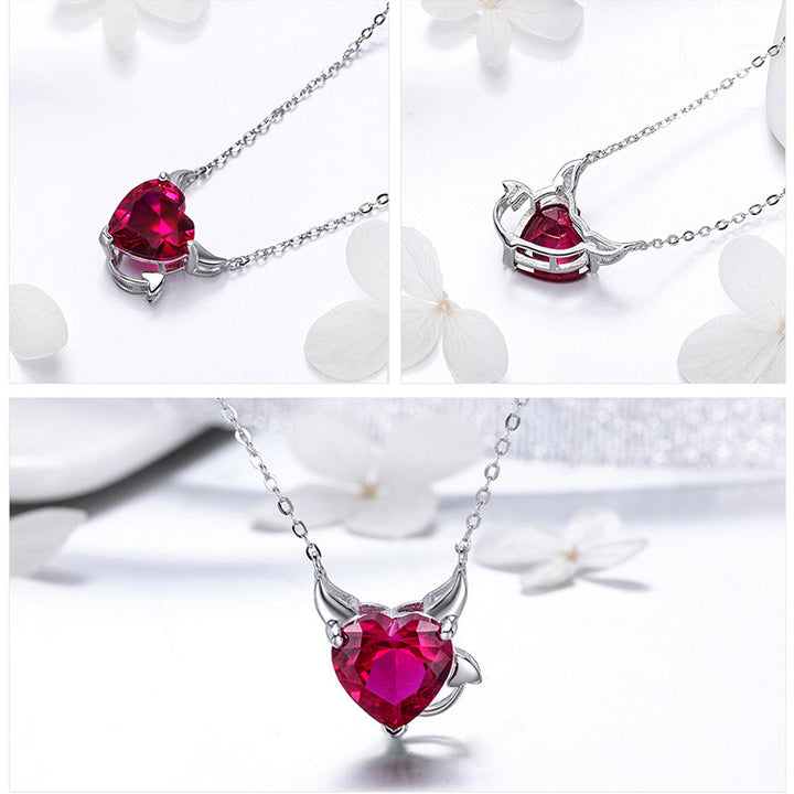 Evil Red Heart Necklace in 925 Sterling Silver - Aspect Jewellery