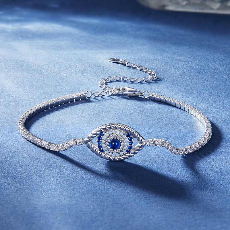 Blue Eye Tennis Bracelet in 925 Sterling Silver - Aspect Jewellery