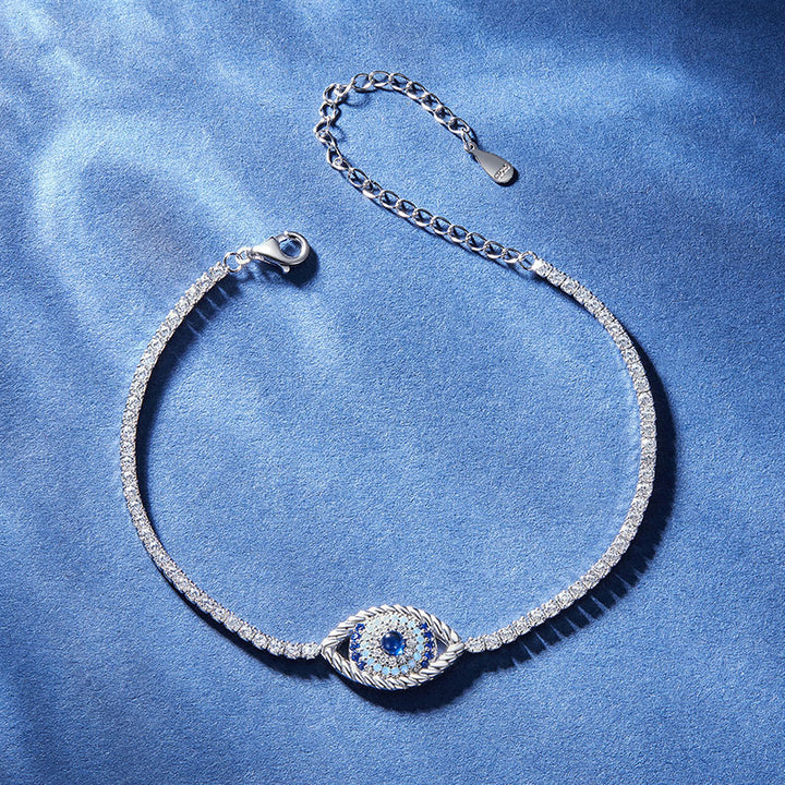 Blue Eye Tennis Bracelet in 925 Sterling Silver - Aspect Jewellery