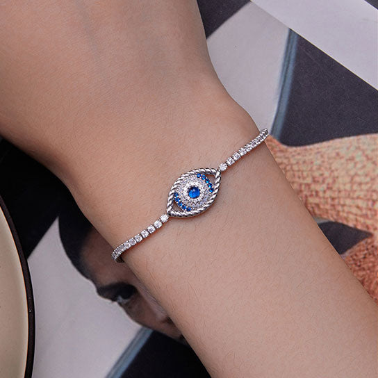 Blue Eye Tennis Bracelet in 925 Sterling Silver - Aspect Jewellery