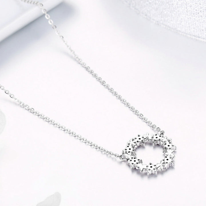 Flower Pattern Necklace in 925 Sterling Silver Platinum Plated - Aspect Jewellery