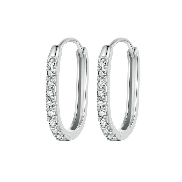 Geometric Crystal Hoop Earrings in 925 Sterling Silver - Aspect Jewellery