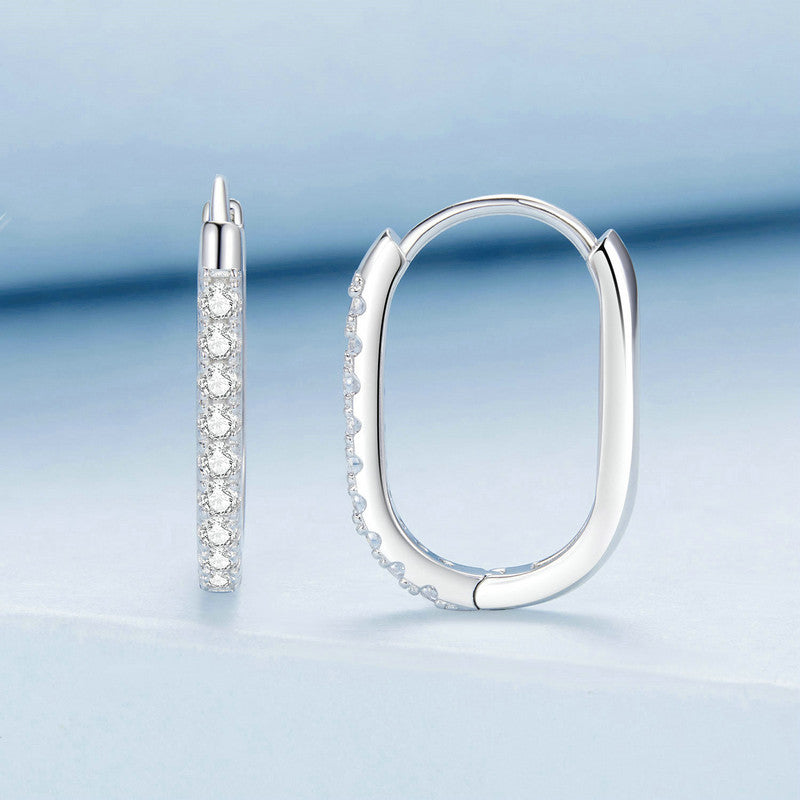 Geometric Crystal Hoop Earrings in 925 Sterling Silver - Aspect Jewellery