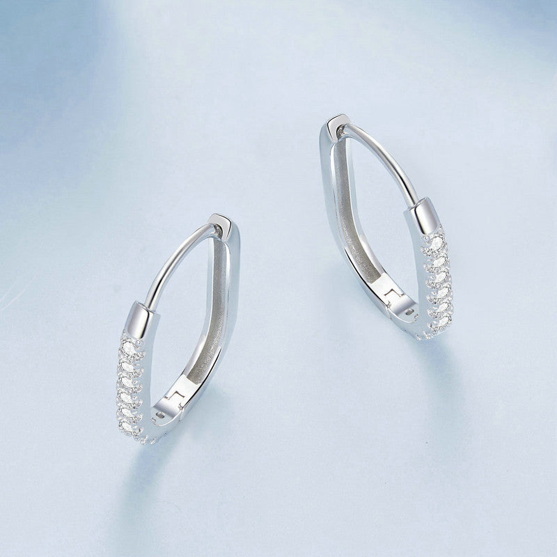 Geometric Crystal Hoop Earrings in 925 Sterling Silver - Aspect Jewellery