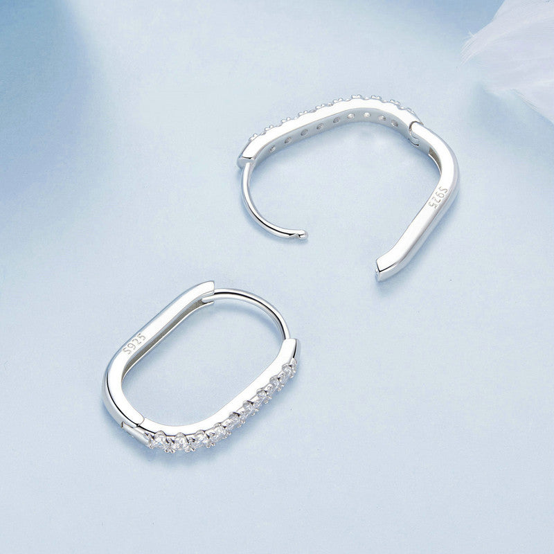 Geometric Crystal Hoop Earrings in 925 Sterling Silver - Aspect Jewellery