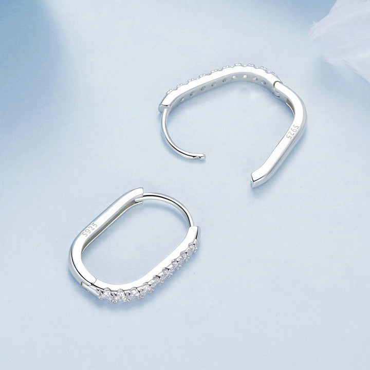 Geometric Crystal Hoop Earrings in 925 Sterling Silver - Aspect Jewellery