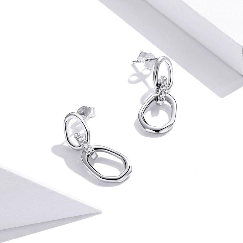 Cubic Zirconia Geometric Jewellery Set (Necklace and Earrings) in 925 Sterling Silver - Aspect Jewellery