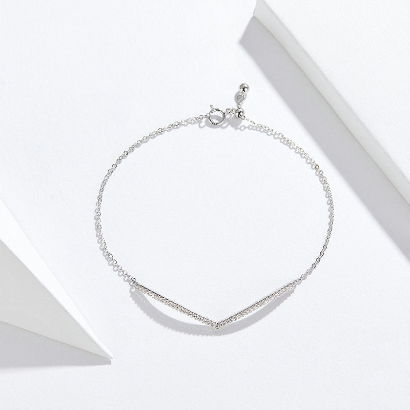 Geometric V Shape Bracelet in 925 Sterling Silver - Aspect Jewellery