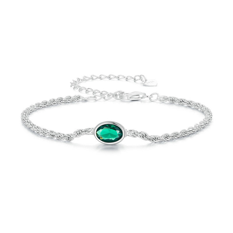 Green Zircon Bracelet in 925 Sterling Silver - Aspect Jewellery