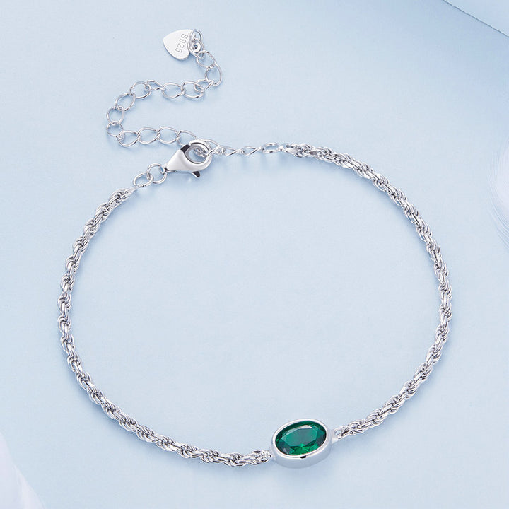 Green Zircon Bracelet in 925 Sterling Silver - Aspect Jewellery