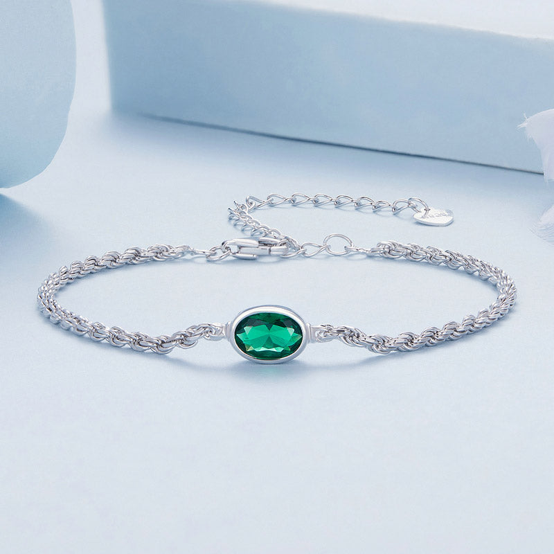 Green Zircon Bracelet in 925 Sterling Silver - Aspect Jewellery