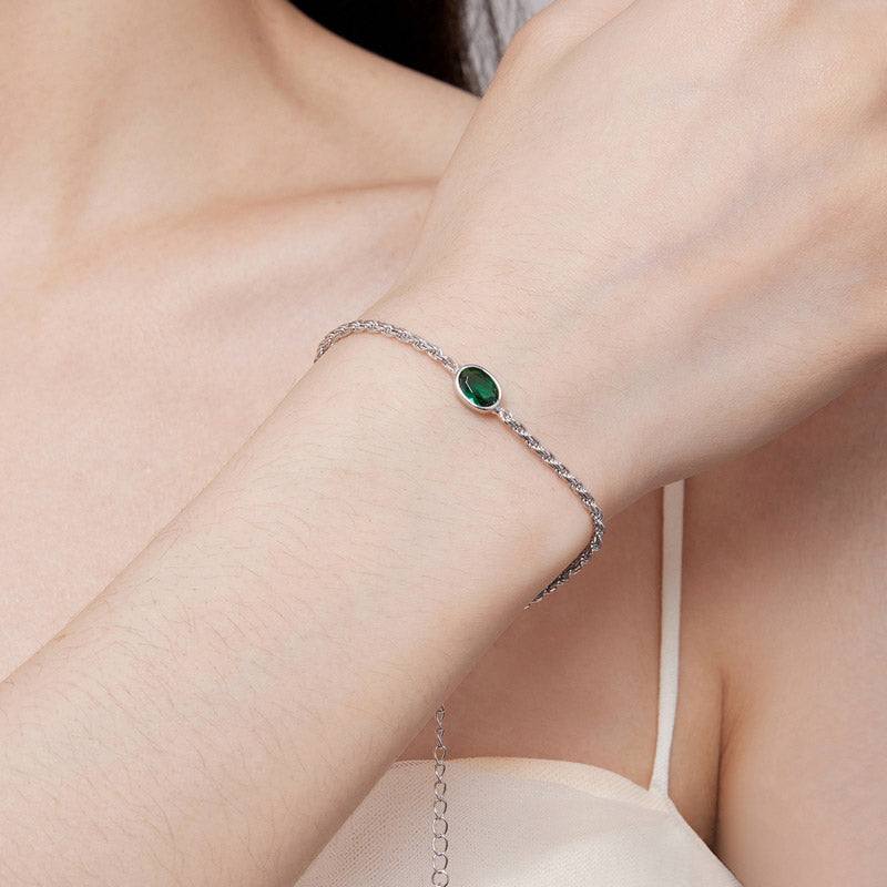 Green Zircon Bracelet in 925 Sterling Silver - Aspect Jewellery