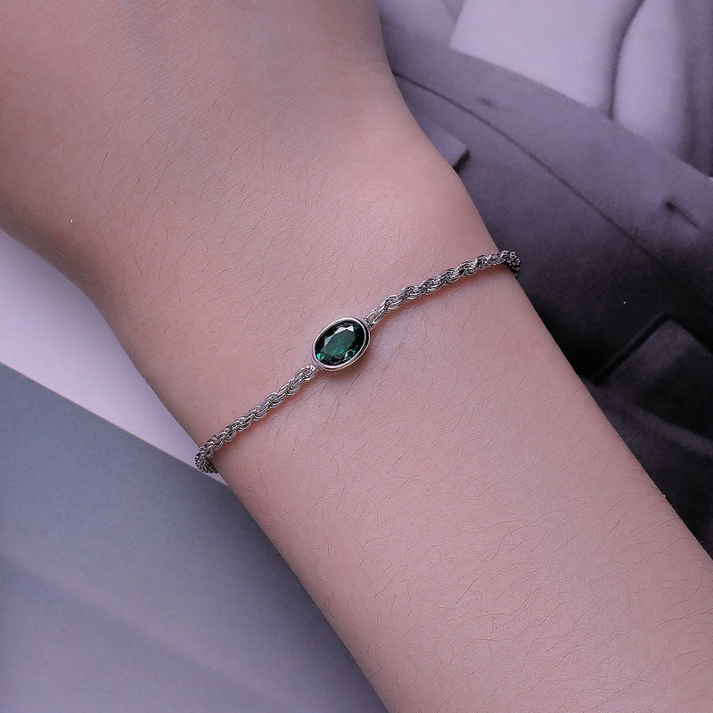 Green Zircon Bracelet in 925 Sterling Silver - Aspect Jewellery