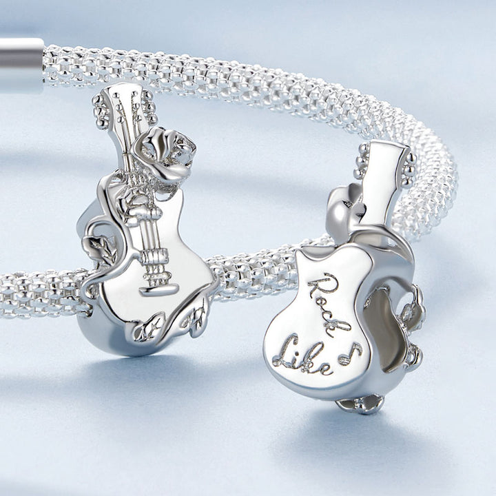 Guitar Music Charm in 925 Sterling Silver - Aspect Jewellery