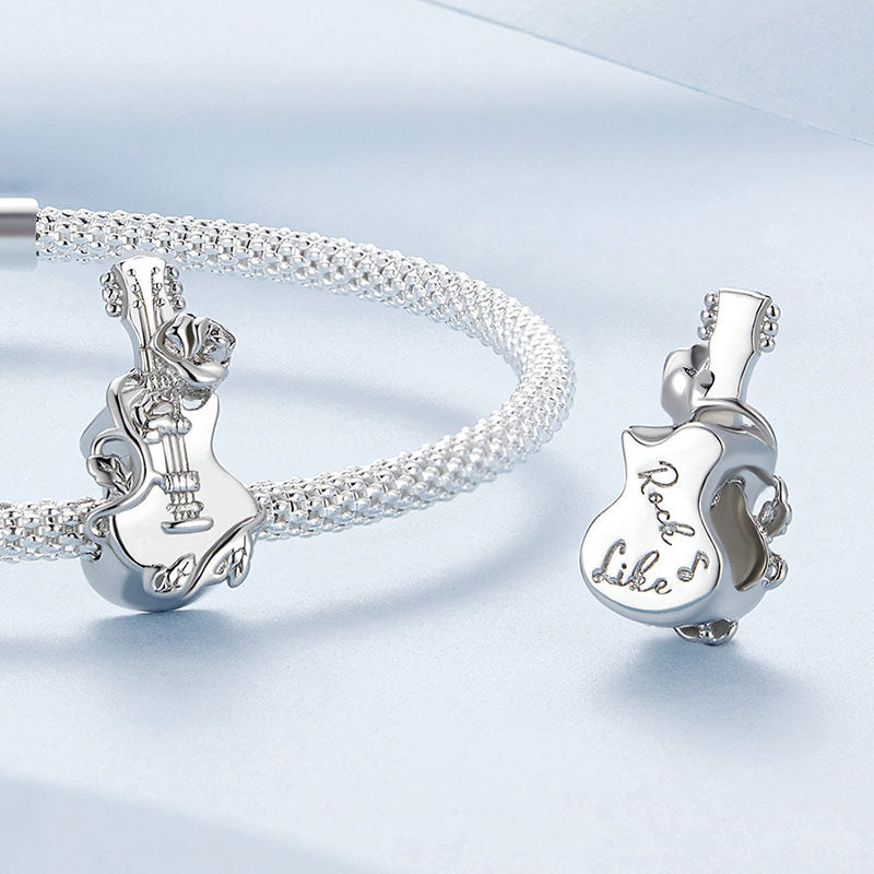 Guitar Music Charm in 925 Sterling Silver - Aspect Jewellery