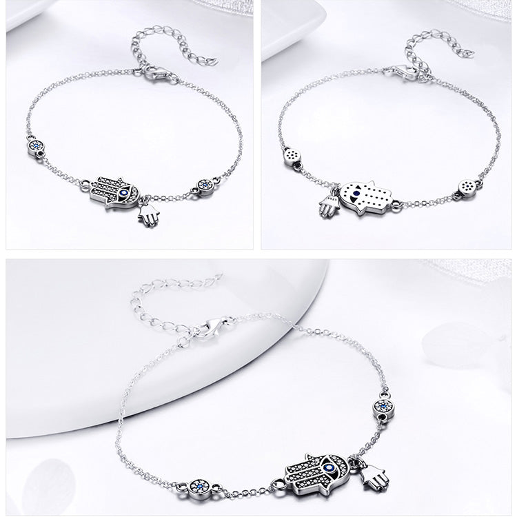 Hamsa Hand Bracelet in 925 Sterling Silver - Aspect Jewellery