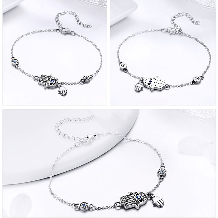 Hamsa Hand Bracelet in 925 Sterling Silver - Aspect Jewellery