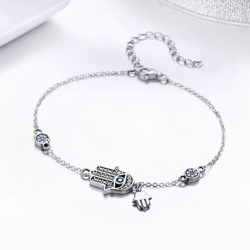 Hamsa Hand Bracelet in 925 Sterling Silver - Aspect Jewellery