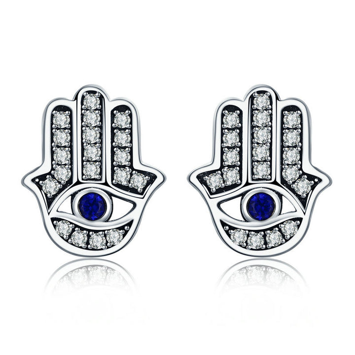 Hamsa Hand Earrings in 925 Sterling Silver - Aspect Jewellery