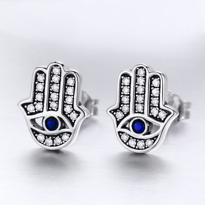 Hamsa Hand Earrings in 925 Sterling Silver - Aspect Jewellery