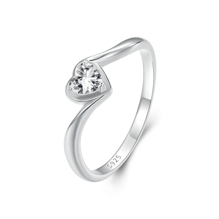 0.3CT D Color VVS1 EX White Gold Plated Heart Moissanite Ring - Aspect Jewellery