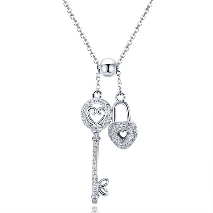 Love Heart Lock and Key Necklace in 925 Sterling Silver - Aspect Jewellery