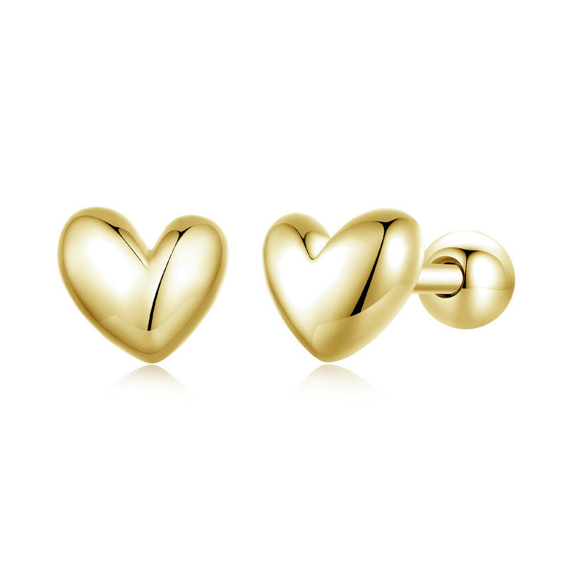 Heart Stud Earrings in 925 Sterling Silver - Aspect Jewellery#color_gold