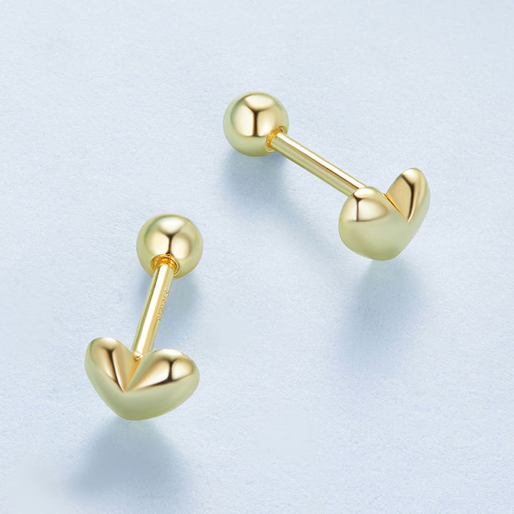 Heart Stud Earrings in 925 Sterling Silver - Aspect Jewellery#color_gold