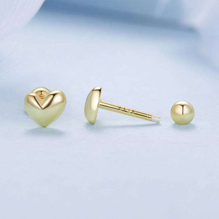 Heart Stud Earrings in 925 Sterling Silver - Aspect Jewellery#color_gold